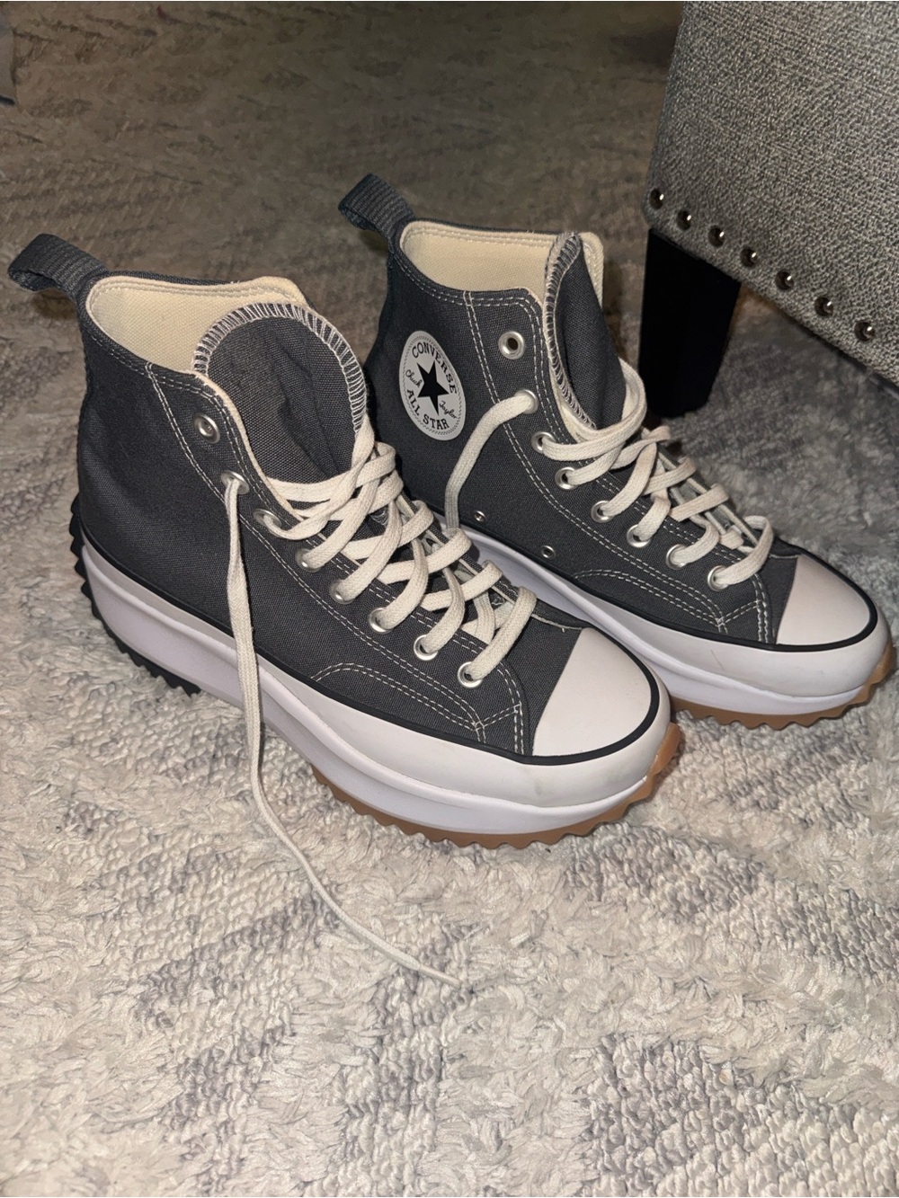 Converse Run Star Hike High Top Sneakers - Gray & White